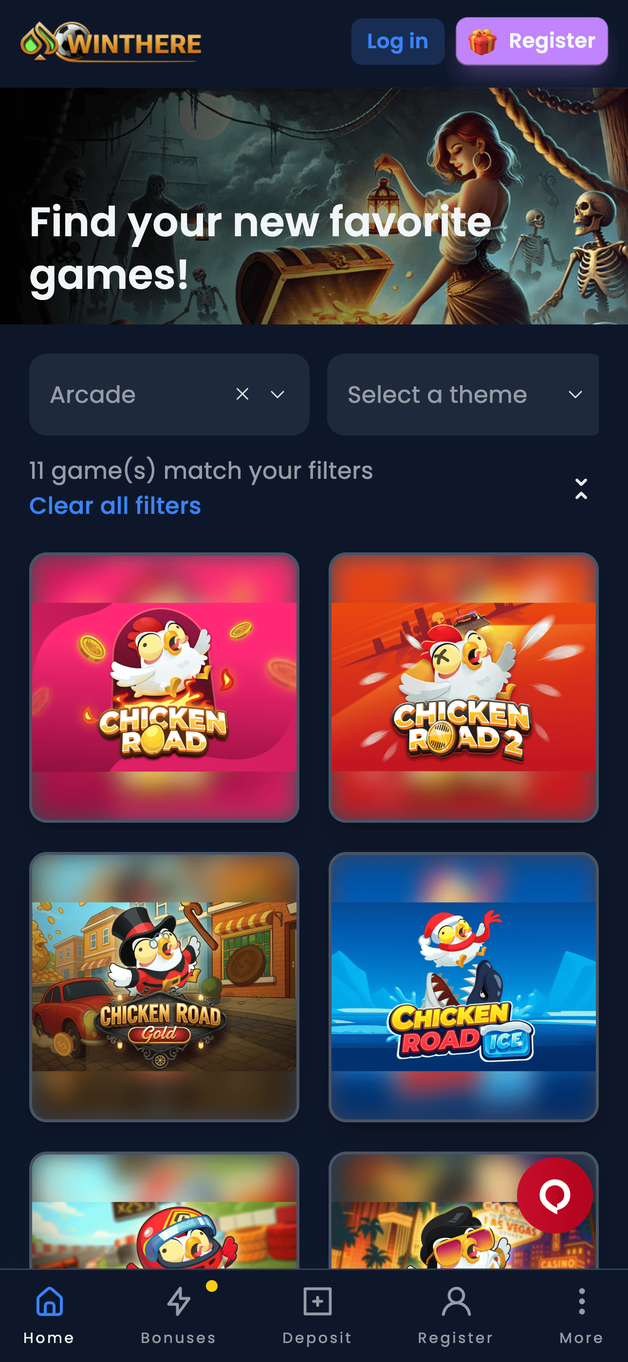 Winthere arcade games page