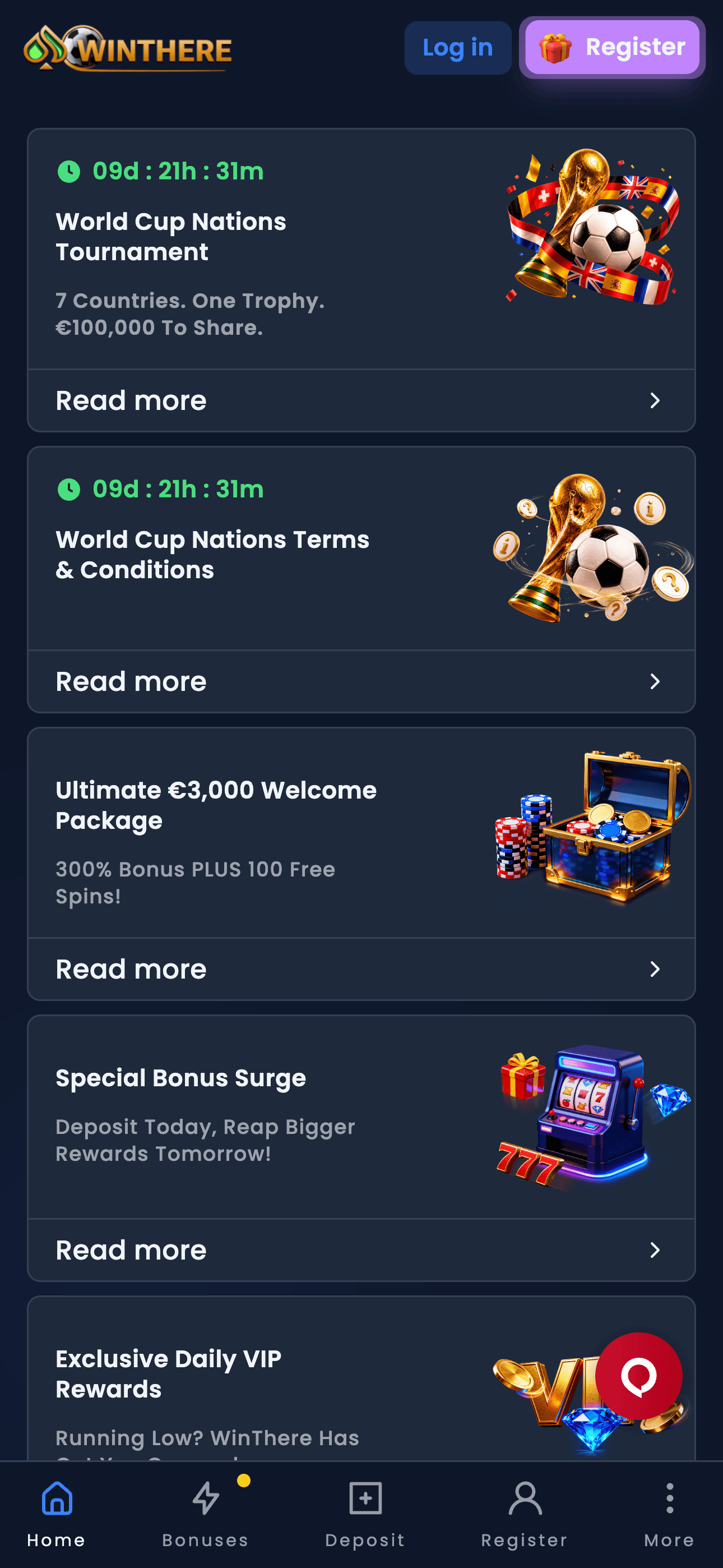 Winthere bonus page