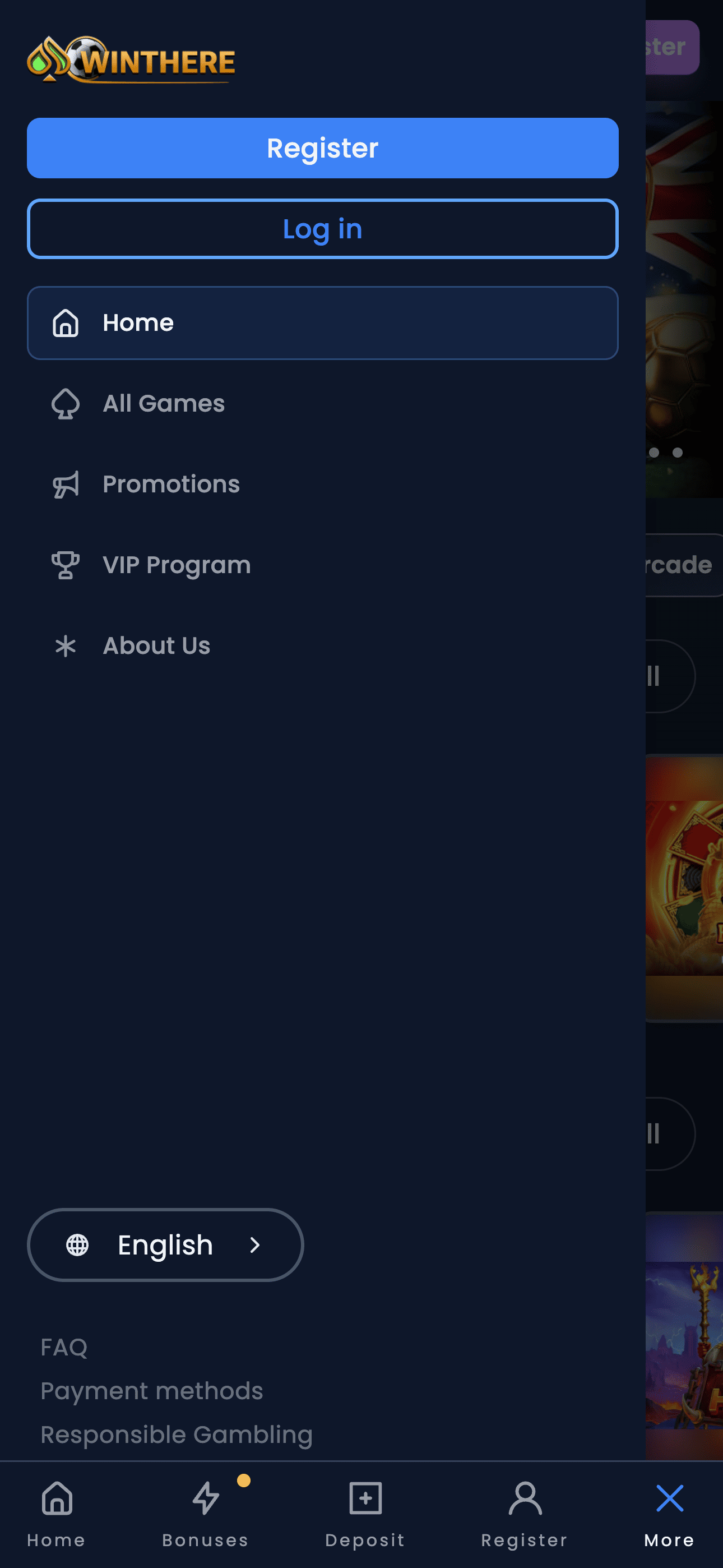Winthere mobile menu